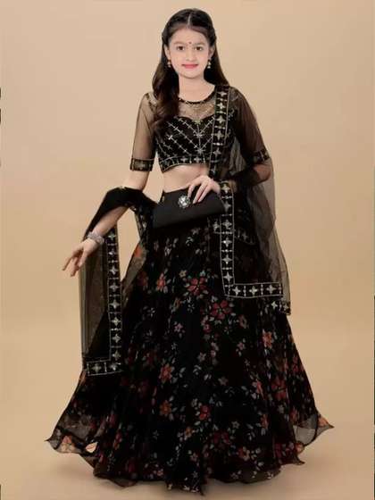 BAESD Embroidered
                    Sequnnied Semi-Stitched Lehenga & Unstitched
                    Blouse With Dupatta