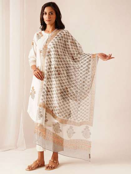 JAYPORE Ethnic
                          Motifs Printed Cotton Dupatta