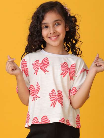 Anthrilo Girls Bow
                    Printed Short Sleeve T-Shirt