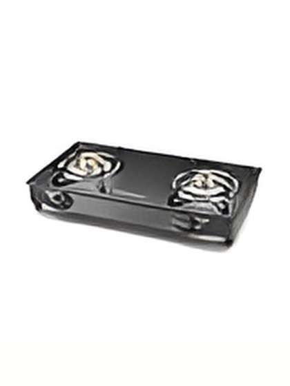 Eleenova Black 2 Burners Glass Manual LPG Gas Stove