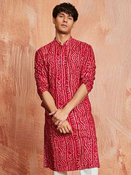 VASTRAMAY Bandhani
                        Printed Mandarin Collar Straight Kurta