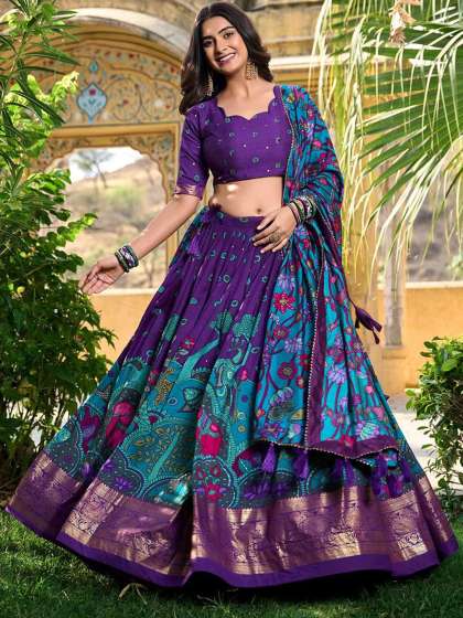 RADHVI BIZ Ethnic Printed Ready to Wear Lehenga & Semi-Stitched Blouse With Dupatta