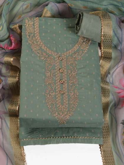 TAVAS Floral
                        Embroidered Zari Unstitched Dress Material