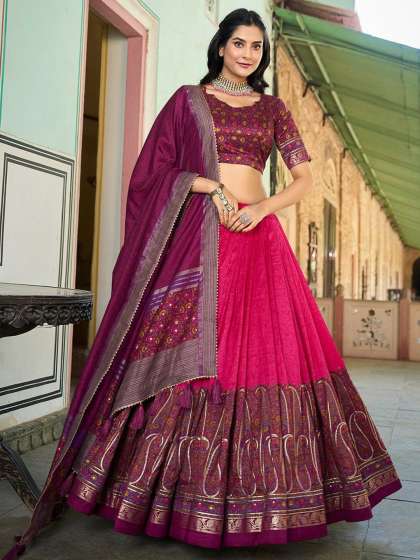 RADHVI BIZ Ethnic Printed Ready to Wear Lehenga & Semi-Stitched Blouse With Dupatta