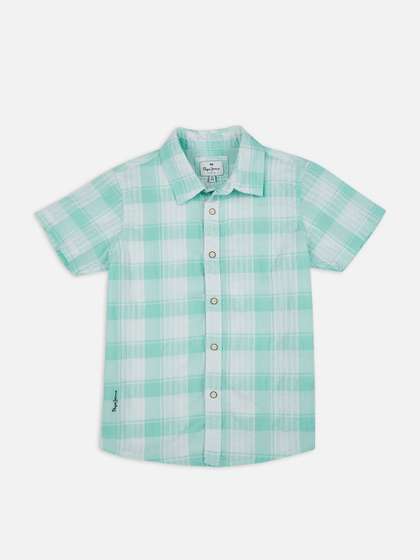 Pepe Jeans Boys Spread
                    Collar Checked Cotton Casual Shirt