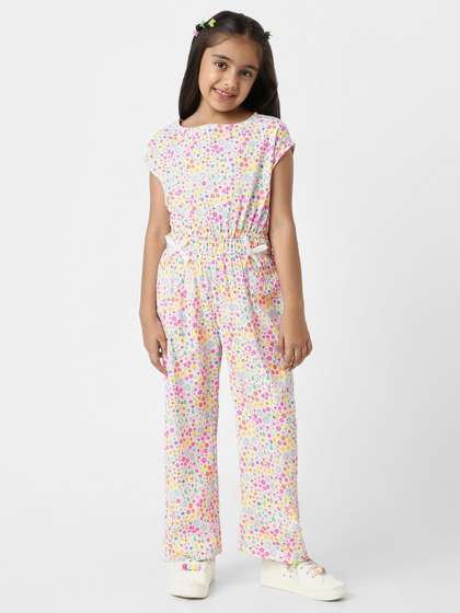 Nauti Nati Girls Printed
                    Basic Jumpsuit with Applique