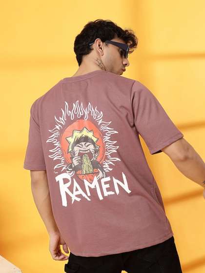 Rigo Unisex Naruto
                          Graphic Printed Round Neck Cotton Oversized
                          T-shirt