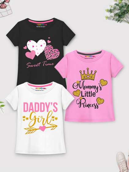 YK X Trampoline Girls
                    Pack of 3 Typography Printed Round Neck Cotton
                    T-shirts