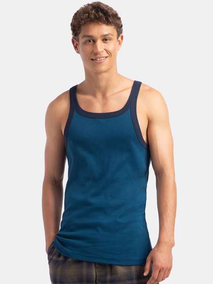 Jockey Super Combed
                        Cotton Rib Square Neck Sleeveless Gym Vest-US27