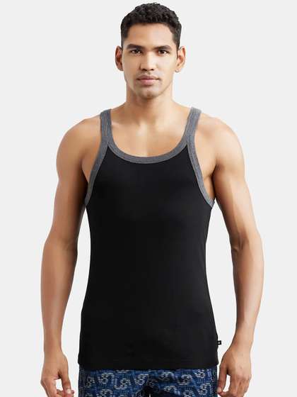 Jockey Super Combed
                        Cotton Rib Square Neck Sleeveless Gym Vest-US27
