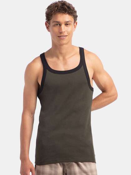 Jockey Super Combed
                        Cotton Rib Square Neck Sleeveless Gym Vest-US27