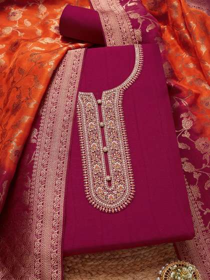 Soch Floral
                        Embroidered Zari Unstitched Dress Material