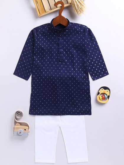 JBN Creation Boys Ethnic
                    Motifs Printed Mandarin Collar Straight Kurta With
                    Trouser