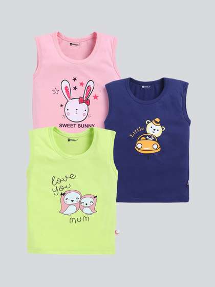 MooNKids Kids Pack Of 3
                    Printed Cotton Basic Vests