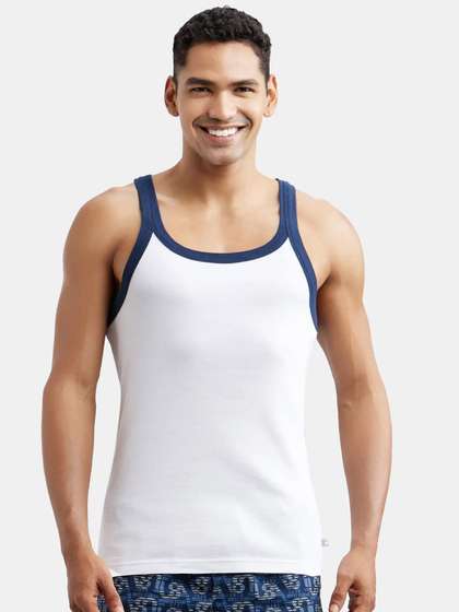 Jockey Super Combed
                        Cotton Rib Square Neck Sleeveless Gym Vest-US27