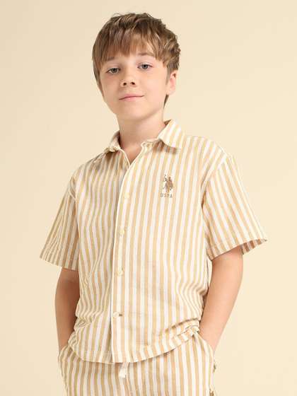 U.S. Polo Assn. Kids
                        Boys Spread Collar Vertical Striped Cotton
                        Casual Shirt