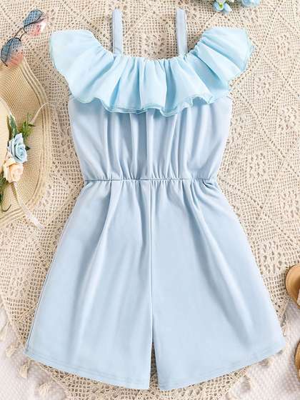 INCLUD Girls Basic
                      Jumpsuit with Ruffles