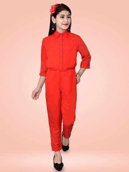 Billion Girls Shirt
                    Collar Basic Jumpsuit