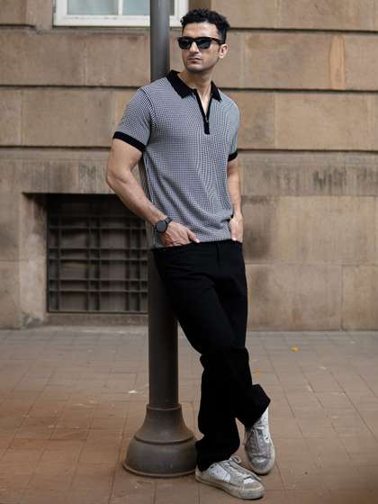 Powerlook Pure
                        Cotton Checked Polo Collar T-shirt
