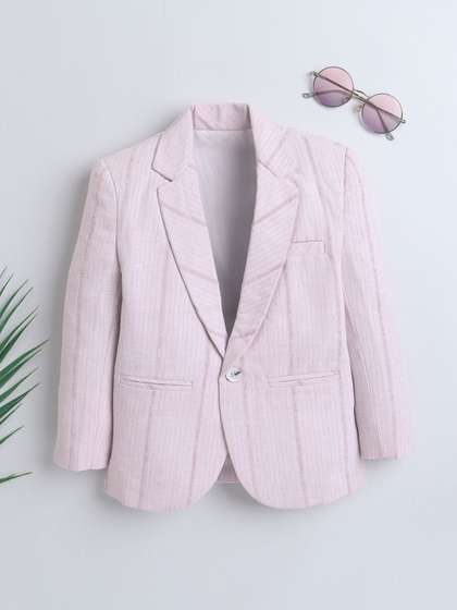 Ministitch Boys Abstract
                    Printed Lapel Collar Linen Blazer