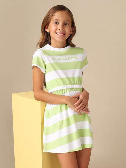 U.S. Polo Assn. Girl
                    Striped Cotton Fit & Flare Mini Dress