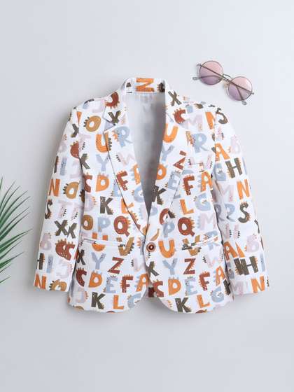 Ministitch Boys Alphabet
                    Printed Lapel Collar Blazer