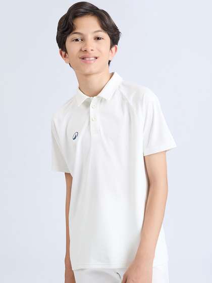 Decathlon Kids White
                    CP100 Stretchable Cricket Polo T-Shirt