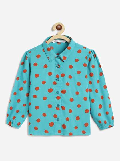 Campana Girl's Polka
                      Dot Print Puff Sleeve Shirt Style Top