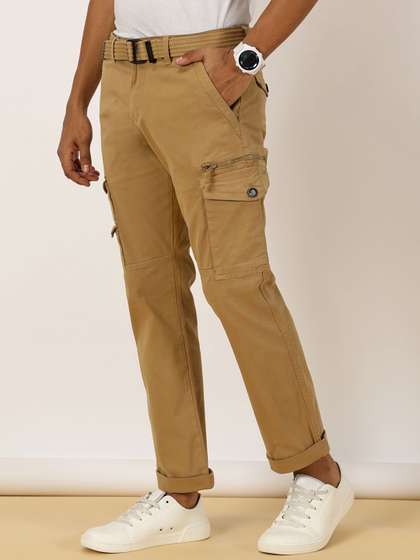 beevee Men Solid
                        Relaxed Regular Fit Mid-Rise Flat-Front Cargos
                        Trousers