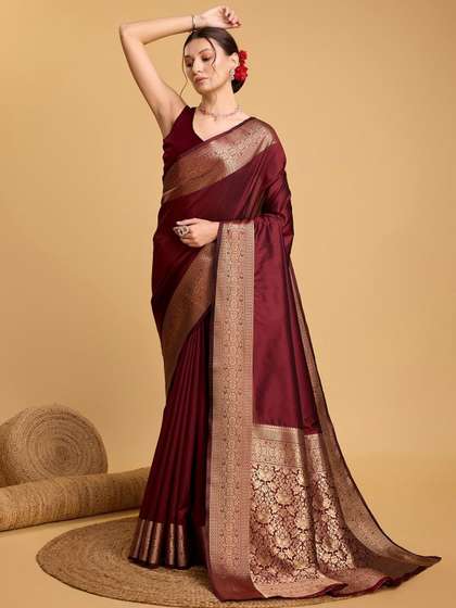 House Of Pataudi Art
                        Silk Woven Design Zari Kanjivaram Saree With
                        Unstitched Blouse Piece
