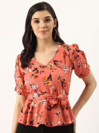 Moda Rapido Women  Floral Print Puff Sleeve Crepe Top