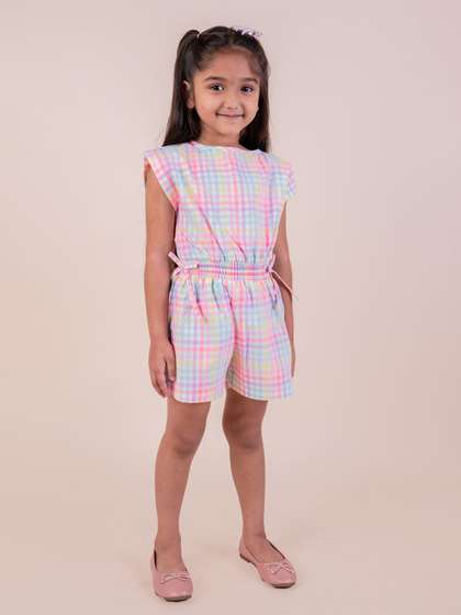 SNUGGLY MONKEY Girls
                      Checked Jumpsuit