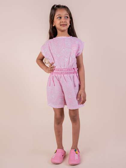 SNUGGLY MONKEY Girls
                      Cotton Printed Jumpsuit