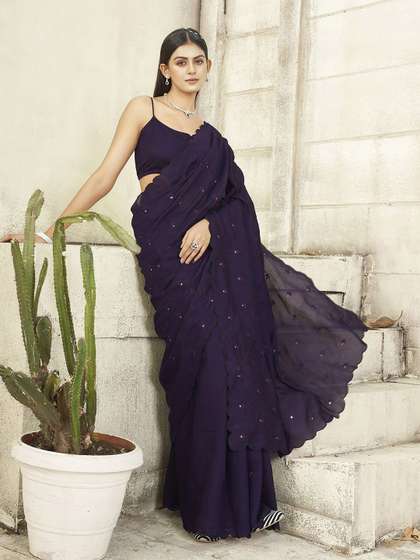Tikhi Imli
                          Embroidered Mirror Work Saree
