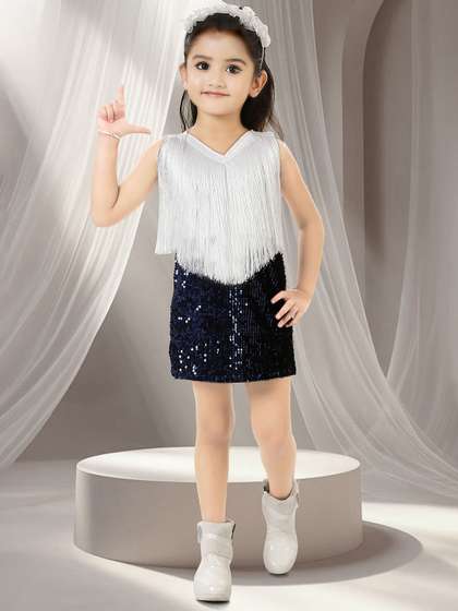KAARIGARI Girls
                    Embellished Velvet Sheath Dress