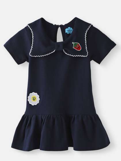 Nauti Nati Baby Girls
                      Pique Embroidered Dress with Bow Collar