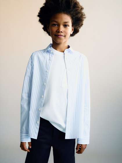 Mango Kids Boys Striped
                    Pure Cotton Casual Shirt