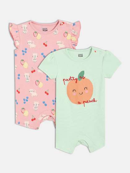 MINI KLUB Pack Of 2
                    Infant Girls Printed Pure Cotton Rompers