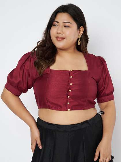 studio rasa Plus
                        Size Women Puff Sleeve Crop Top
