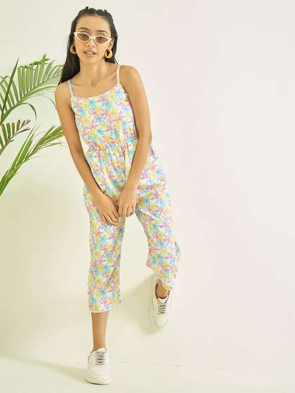luyk Girls Printed
                    Shoulder Straps Neck Basic Jumpsuit