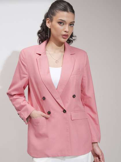 CHIC BY TOKYO
                        TALKIES Oversized Double Breasted Notched Lapel
                        Collar Blazer