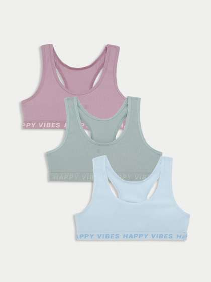 Marks & Spencer 3pk
                    Cotton with Stretch Ribbed Crop Tops