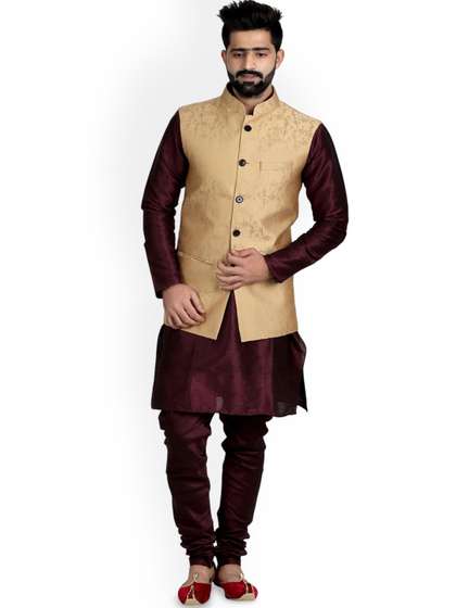 VEERA PARIDHAAN
                        Banarasi Printed Mandarin Collar Nehru Jacket