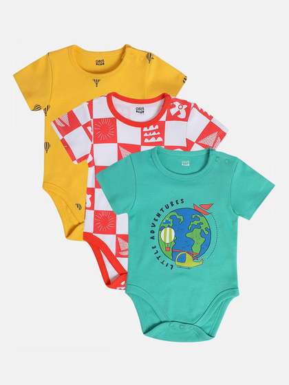 MINI KLUB Infant Boys
                    Pack Of 3 Printed Pure Cotton Bodysuits
