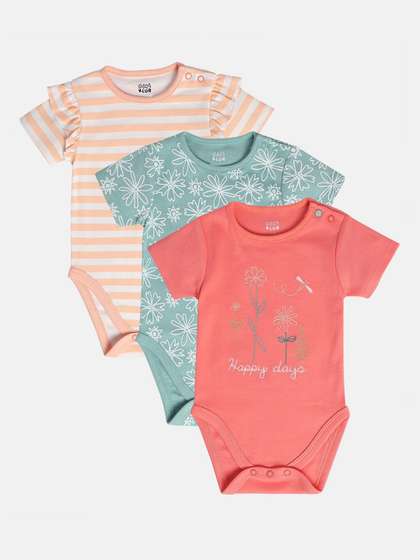 MINI KLUB Infant Girls
                    Pack Of 3 Printed Pure Cotton Bodysuits