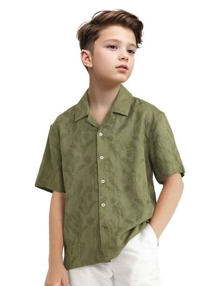 RARE ONES Boys Boxy
                      Floral Opaque Printed Casual Shirt