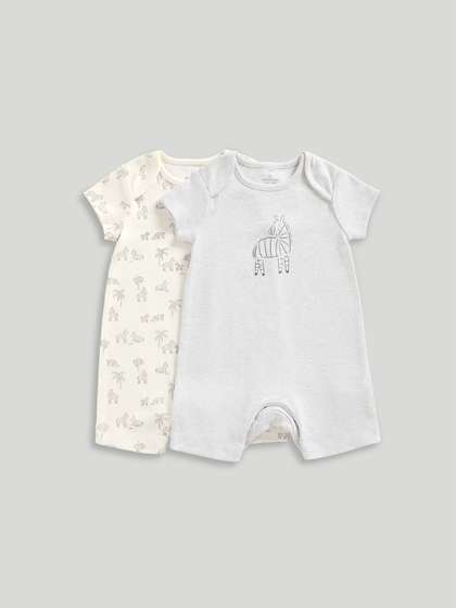 mothercare Infants
                      Pack Of 2 Printed Pure Cotton Rompers