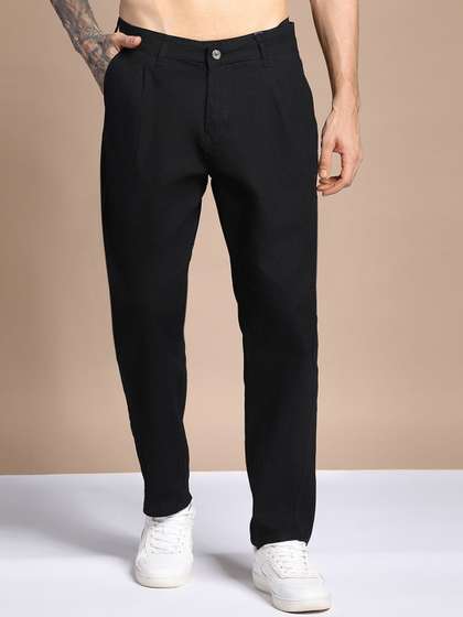 Hence Men Relaxed
                        Fit Linen Pleated Pants