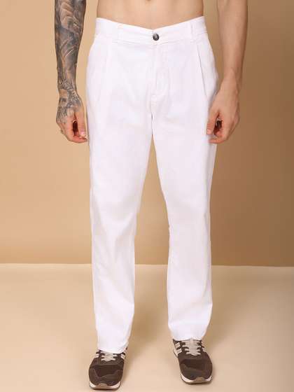 Hence Men Relaxed
                        Fit Linen Pleated Pants