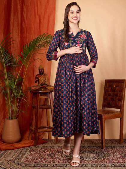 TARANJAL Women
                        Floral Printed Maternity Anarkali Kurta